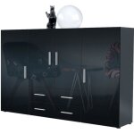 Vladon buffet haut nora meuble avec 8 compartiments et 2 tiroirs caisson en anthracite mat fa�ades en ...