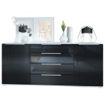 Vladon buffet linio v2 166. 5 x 72. 5 x 35 cm avec 2 portes et 4 tiroirs blanc mat - noir haute brillance ... Vladon buffet linio v2 166. 5 x 72. 5 x 35 cm avec 2 portes et 4 tiroirs blanc mat - noir haute brillance ...