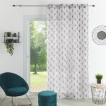 Voilage brod� style art d�co gris clair 140x240 cm