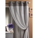 Voilage double �tamine avec parement de couleur vert clair 140x260 cm