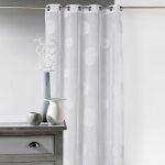 Voilage en etamine brod� ronds fils lurex brillants blanc 140x240 cm
