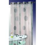 Voilage en etamine brod� de ronds m�l�s gris clair 140x240 cm