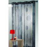 Voilage en etamine brod� de ronds m�l�s noir 140x240 cm