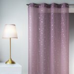 Voilage en etamine � impressions argent�es triangle violet parme 140x240 cm