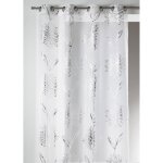 Voilage en etamine l�g�re � impressions m�tallis�es fleur blanc 135x240 cm