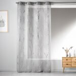 Voilage en etamine l�g�re � impressions m�tallis�es fleur gris clair 135x240 cm