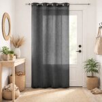 Voilage en �tamine unie et fils lurex gris anthracite 140x240 cm