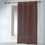 Voilages en etamine unie � oeillets marron chocolat 140x240 cm