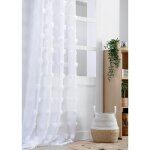Voilage pompons brod�s blanc 140x260 cm