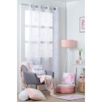 Home maison voilage licornes argent�es 140 x 260 cm blanc ? 8 ?illets polyester chambre enfant