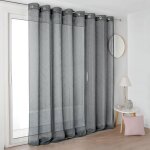 Voilage grande largeur l�ger � aspect lin gris fonc� 285x250 cm