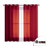 Voilage - leoclotho - rideau semi - tamisant - rouge - 140x160cm