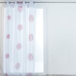 Voilage � motifs brod�s rouge 140x260 cm