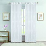 Voilage � oeillets brod� brillant blanc 140x240 cm