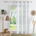 Voilage � oeillets brod� palmiers vert 140x240 cm