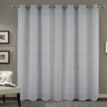 Voilage � oeillets tiss� avec relief - effet froiss� gris 300x260 cm