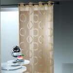 Voilage en organza jacquard ronds beige 140x240 cm