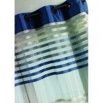 Voilage en organza ray� et color� - bleu - 140 x 260 cm