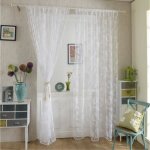 Voilage pivoine flocage rideau balcon 100 * 200cm - blanc