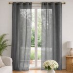 Voilage poly - lin uni fluide gris anthracite 140x240 cm