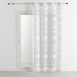 Voilage rayures horizontales tamisantes blanc 140x240 cm