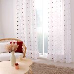 Voilage sabl� brod� pois color�s bordeaux 140x240 cm