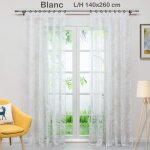 Voilage transparent fenetre - joyswahl - motif feuilles - passe - tringle - blanc l / h 140x260 cm