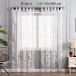 Voilage transparent - joyswahl - motif feuilles - rideau � patte - blanc - l / h 140x260 cm
