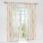Voilage transparent � passe - tringle orange h / l 175 x 140cm - hongya - vintage - motifs vagues multicolores ...