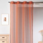 Voilage uni en maille filet orange 140x260 cm
