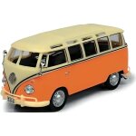Voiture ancienne vw samba - htc - orange - jouet de collection - echelle 1 / 43