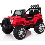 Jeep style 4x4 voiture �lectrique 12v - rouge - 2 � 6 ans - 4 moteurs - pneus eva - bluetooth - 35kg