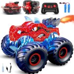Voiture t�l�command�e dinosaurejouet de camion avec lumi�res et sonspulv�risation de queue2 piles rechargeable ...