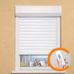 Volet roulant h140 x l100 cm en aluminium recoupable en largeur et hauteur - man?uvre �lectrique radio ...