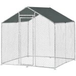 Voli�re wels enclos ext�rieur acier galvanis� 2 x 2 x 2 m argent vert fonc�