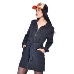 Von dutch robe chemise femme 100% coton robe courte hiver flap avec manches longues - noir