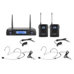 Microphones sans fil uhf vonyx wm62b - 16 canaux - 2 micros casque - 2 micros cravate Microphones sans fil uhf vonyx wm62b - 16 canaux - 2 micros casque - 2 micros cravate