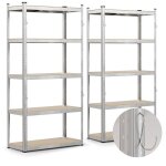 Vounot� lot de 2 �tag�res m�talliques avec crochets charge lourde 875kg - 90x40x180cm - 5 tablettes r�glables ...