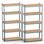 Vounot� lot de 2 �tag�res m�talliques charge lourde 875kg - 90x40x180cm - 5 tablettes r�glables - rayonnage ...