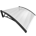 Vounot marquise auvent de porte dentre - 100 x 80 cm noir - toit en polycarbonate transparent - anti ...