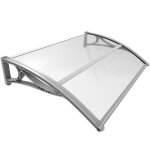 Vounot marquise auvent de porte dentre avec support central - 120 x 80 cm - polycarbonate transparent ...