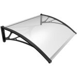 Vounot marquise auvent de porte dentre 120x80cm - polycarbonate transparent - anti - uv - noir