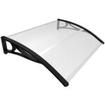 Vounot marquise auvent de porte dentre avec support central - 120 x 80 cm noir - polycarbonate transparent ...