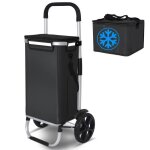 Vounot chariot de courses 3 en 1 pliable aluminium - sac impermable avec sac isotherme spar - 2 roues ...
