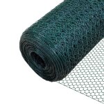 Vounot grillage  poule - mtal gain de pvc vert - maille 13mm - 1x50m - filet de clture pour poulailler ...