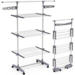 Vounot® séchoir à linge inox robuste pliable - étendoir mobile 3 niveaux - ailes pliables - barre télescopique ... Vounot® séchoir à linge inox robuste pliable - étendoir mobile 3 niveaux - ailes pliables - barre télescopique ...