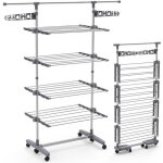 Vounot® séchoir à linge inox robuste pliable - étendoir mobile 4 niveaux - ailes pliables - barre télescopique ... Vounot® séchoir à linge inox robuste pliable - étendoir mobile 4 niveaux - ailes pliables - barre télescopique ...