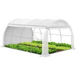 Vounot serre de jardin tunnel toute saison 12m blanc - acier galvanis - fentres et portes latrales ...