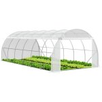 Vounot serre de jardin tunnel toute saison 18m blanc - acier galvanis - fentres et portes latrales ...