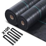 Vounot toile de paillage 50m x 2m 100g / m avec 100 piquets de fixation - bche gotextile anti uv ...